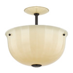 Nevins Semi Flush Ceiling Light - Distressed Bronze / Champagne