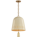 Omi Pendant - Patina Brass / Ivory Crackle