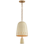 Omi Pendant - Patina Brass / Ivory Crackle