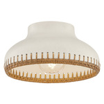Southfields Semi Flush Ceiling Light - Aged Brass / Cream
