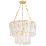 Tappan Chandelier - Vintage Gold Leaf / Piastra Glass