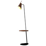 Balance Floor Lamp with Table - Black / Imbuia