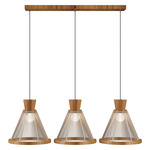 Corda Linear Multi-Light Pendant - Teak / Rope