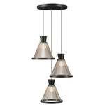 Corda Round Multi-Light Pendant - Charcoal / Rope