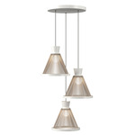 Corda Round Multi-Light Pendant - Organic White / Rope