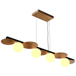 Luna Linear Pendant - Teak / White