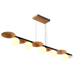 Luna Linear Pendant - Teak / White