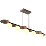 Luna Linear Pendant - American Walnut / White
