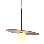 Orbit Stone / Slate Pendant - Teak / Crystal White Stone