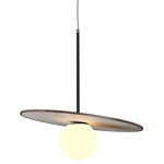 Orbit Stone / Slate Pendant - American Walnut / Crystal White Stone