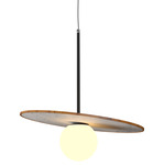 Orbit Stone / Slate Pendant - Teak / Crystal White Stone