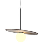 Orbit Stone / Slate Pendant - American Walnut / Crystal White Stone