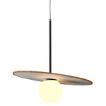 Orbit Stone / Slate Pendant - Teak / Crystal White Stone