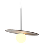 Orbit Stone / Slate Pendant - American Walnut / Crystal White Stone