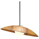 Oyster Dome Pendant - Matte Black / Teak