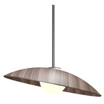 Oyster Dome Pendant - Matte Black / American Walnut