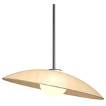 Oyster Dome Pendant - Matte Black / Maple