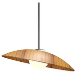 Oyster Dome Pendant - Matte Black / Teak