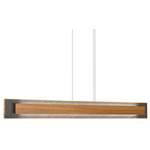 Petra Linear Rectangle Pendant - Teak / Natural Slate