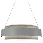 Petra Drum Pendant - Organic White / Natural Slate