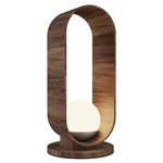 Sfera Oval Table Lamp - American Walnut / Frosted