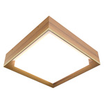 Squadro Ceiling Flush Light - Teak / White Acrylic