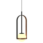 Strap Globe Pendant - Imbuia / Frosted
