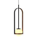 Strap Globe Pendant - Imbuia / Frosted