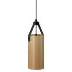 Strap Cylinder Pendant - Louro Freijo / Black Leather