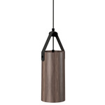 Strap Cylinder Pendant - American Walnut / Black Leather