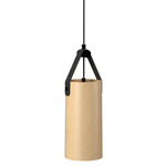 Strap Cylinder Pendant - Maple / Black Leather