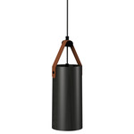 Strap Cylinder Pendant - Charcoal / Brown Leather