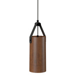 Strap Cylinder Pendant - Imbuia / Black Leather