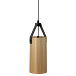 Strap Cylinder Pendant - Louro Freijo / Black Leather