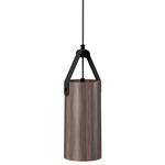 Strap Cylinder Pendant - American Walnut / Black Leather