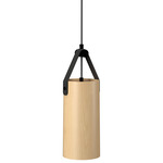 Strap Cylinder Pendant - Maple / Black Leather