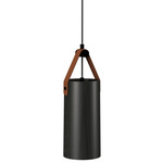Strap Cylinder Pendant - Charcoal / Brown Leather
