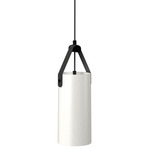 Strap Cylinder Pendant - Organic White / Black Leather
