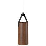Strap Cylinder Pendant - Imbuia / Black Leather