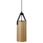 Strap Cylinder Pendant - Louro Freijo / Black Leather