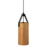 Strap Cylinder Pendant - Teak / Black Leather
