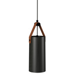 Strap Cylinder Pendant - Charcoal / Brown Leather