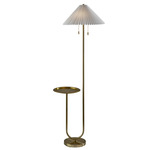 Uma Floor Lamp w/ Shelf - Antique Brass / White