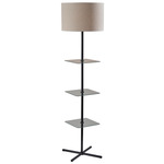 Imogen Floor Lamp with Shelf - Black / Natural