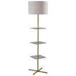 Imogen Floor Lamp with Shelf - Antique Brass / White