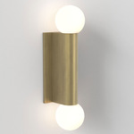 Ortona Twin Wall Sconce - Matte Brushed Brass / White