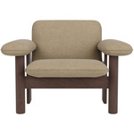 Brasilia Low Back Lounge Chair - Walnut / Beige Boucle