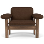 Brasilia Low Back Lounge Chair - Walnut / Brown Boucle