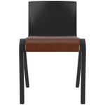 Ready Upholstered Dining Chair - Black Stained Oak / Brown Aida Leather