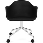 Harbour Upholstered Armchair with Casters - Polished Aluminum / Sierra Black Leather
